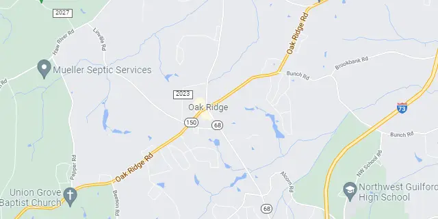 Oak Ridge, NC Area Map Graphic